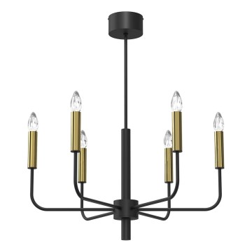 Luster na lanku AKASYA 6xE14/15W/230V čierna/zlatá