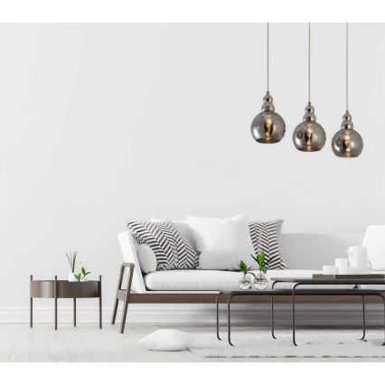 Luster na lanku AKSO 3xE14/40W/230V matný chróm