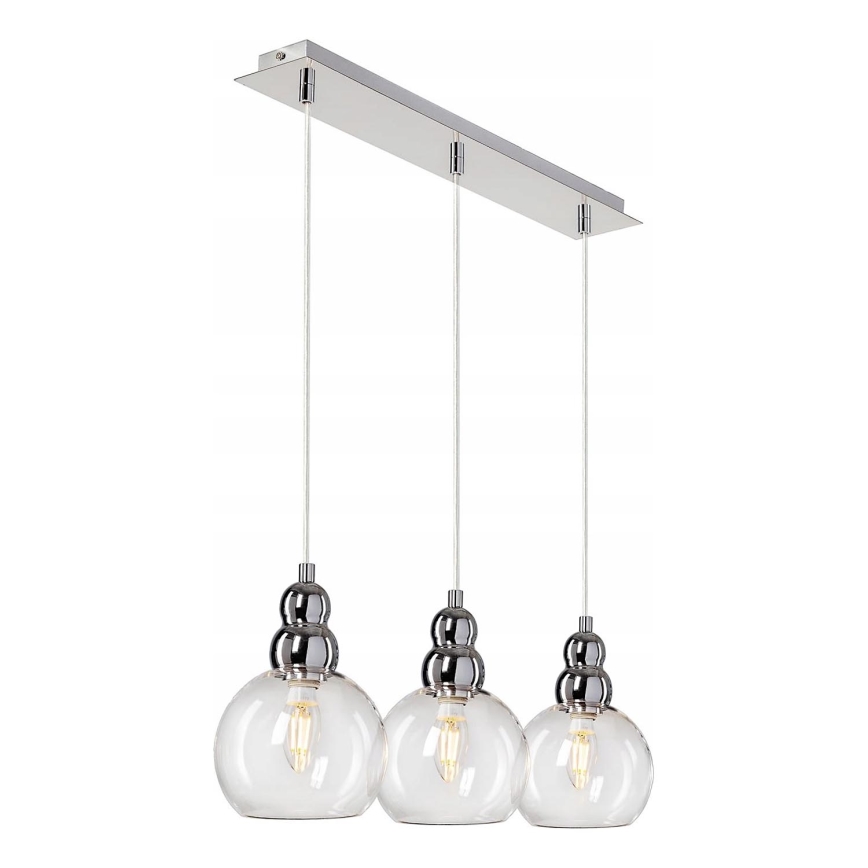 Luster na lanku AKSO 3xE14/40W/230V strieborná