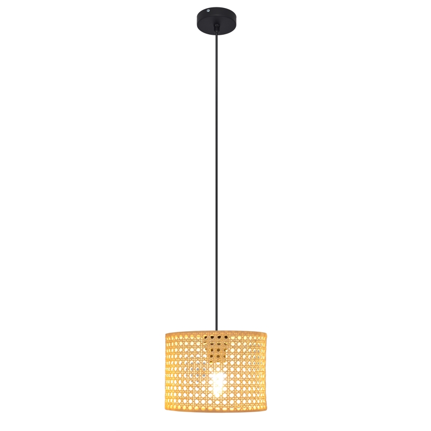 Luster na lanku ALBA 1xE27/15W/230V pr. 20 cm ratan/čierna