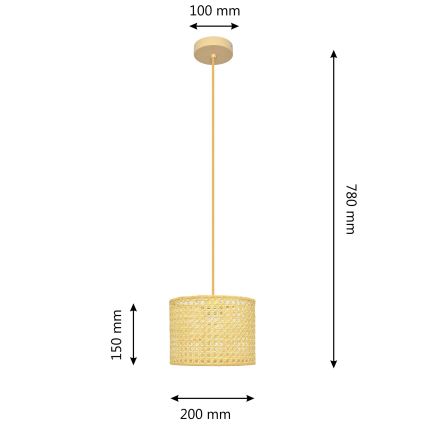 Luster na lanku ALBA 1xE27/15W/230V pr. 20 cm ratan