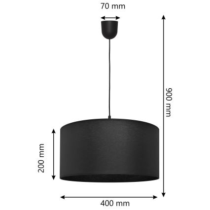 Luster na lanku ALBA 1xE27/15W/230V pr. 40 cm čierna