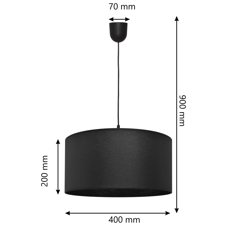 Luster na lanku ALBA 1xE27/15W/230V pr. 40 cm čierna