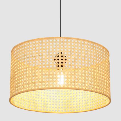 Luster na lanku ALBA 1xE27/15W/230V pr. 40 cm ratan/čierna