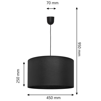 Luster na lanku ALBA 1xE27/15W/230V pr. 45 cm čierna