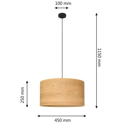 Luster na lanku ALBA 1xE27/15W/230V pr. 45 cm hnedá/čierna