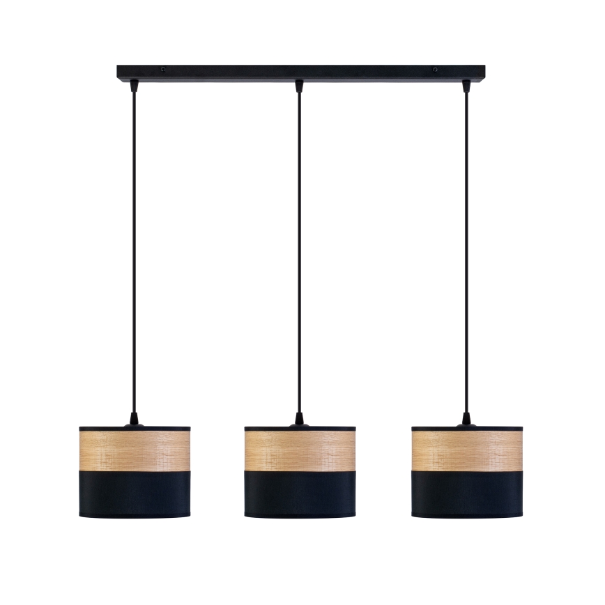 Luster na lanku ALBA 3xE27/15W/230V čierna/hnedá