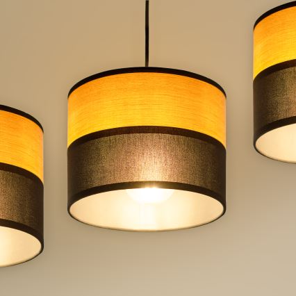 Luster na lanku ALBA 3xE27/15W/230V čierna/hnedá