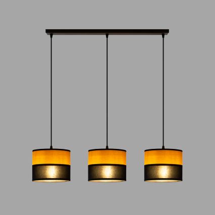 Luster na lanku ALBA 3xE27/15W/230V čierna/hnedá
