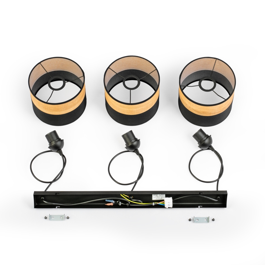 Luster na lanku ALBA 3xE27/15W/230V čierna/hnedá