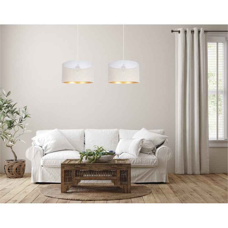 Luster na lanku ALDO 2xE27/60W/230V biela