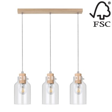 Luster na lanku ALESSANDRO 3xE27/60W/230V dub – FSC certifikované