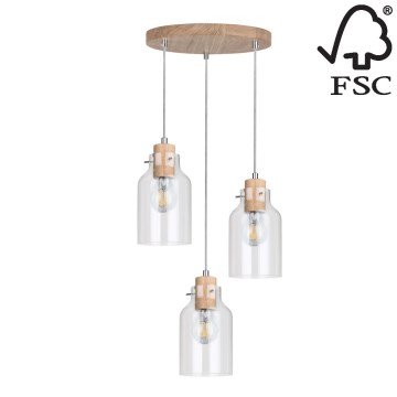 Luster na lanku ALESSANDRO 3xE27/60W/230V dub – FSC certifikované