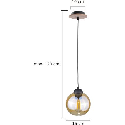 Luster na lanku AMBRE WOOD 1xE27/60W/230V