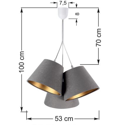 Luster na lanku AMBROSIA 3XE27/60W/230V