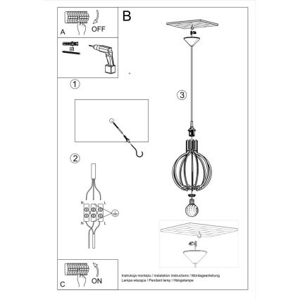 Luster na lanku ARANCIA 1xE27/60W/230V