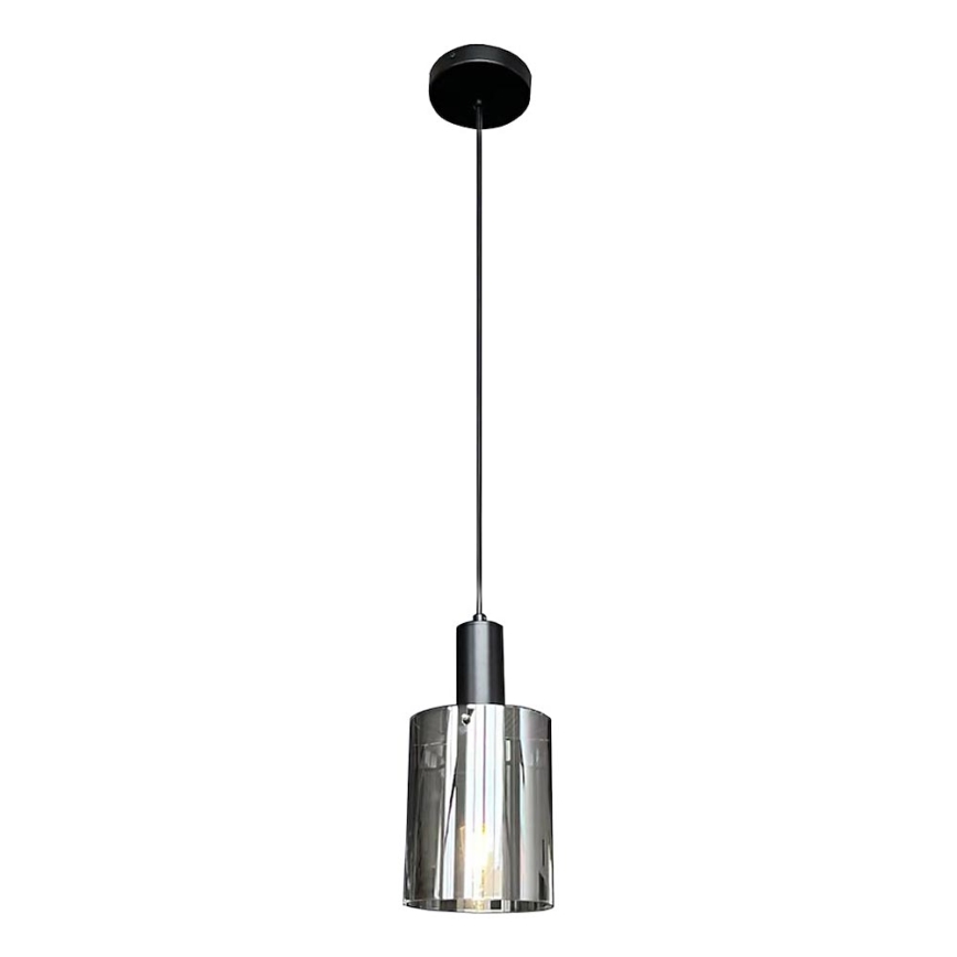 Luster na lanku ARCADIA 1xE27/60W/230V pr. 13 cm čierna/dymová
