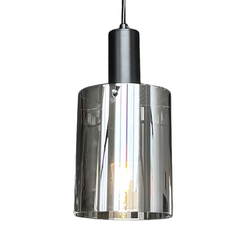 Luster na lanku ARCADIA 1xE27/60W/230V pr. 13 cm čierna/dymová
