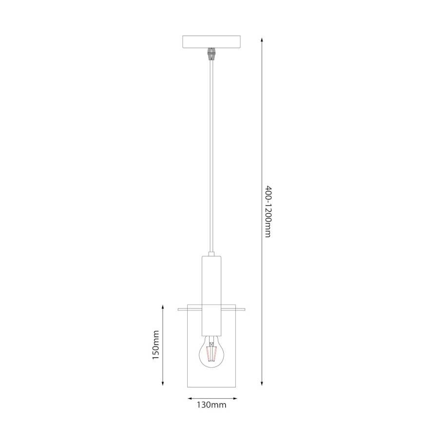 Luster na lanku ARCADIA 1xE27/60W/230V pr. 13 cm čierna/dymová