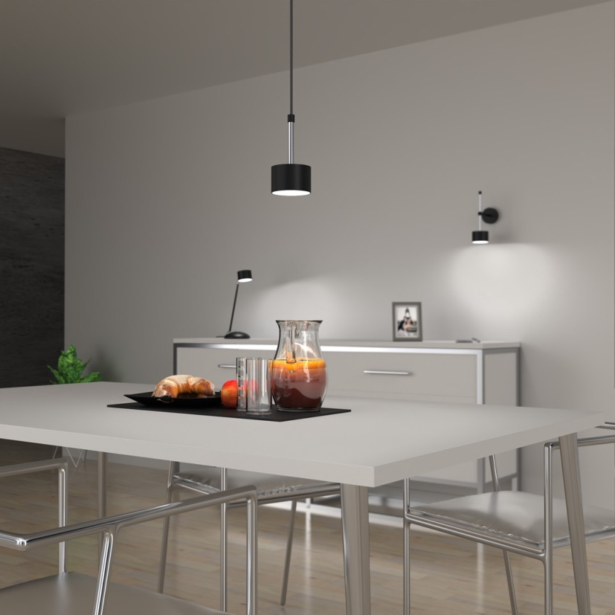 Luster na lanku ARENA 1xGX53/11W/230V čierna/lesklý chróm