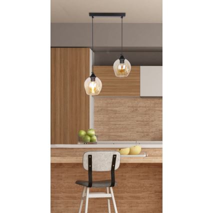 Luster na lanku ASPA 2xE27/40W/230V čierna