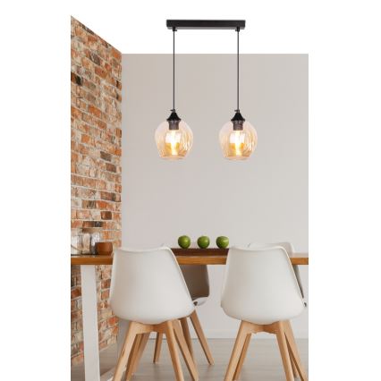 Luster na lanku ASPA 2xE27/40W/230V čierna