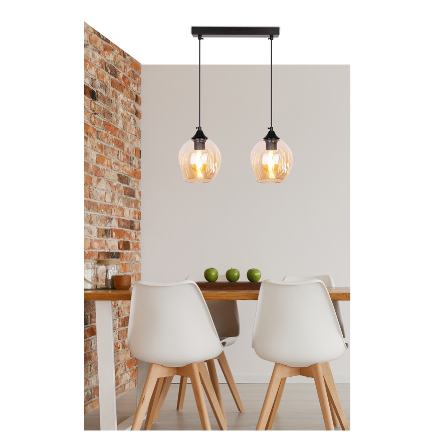 Luster na lanku ASPA 2xE27/40W/230V čierna