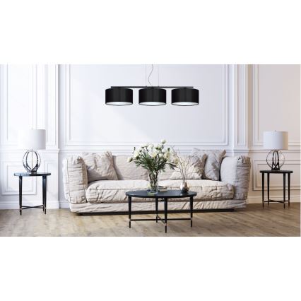 Luster na lanku ASTRA 3xE27/60W/230V čierna