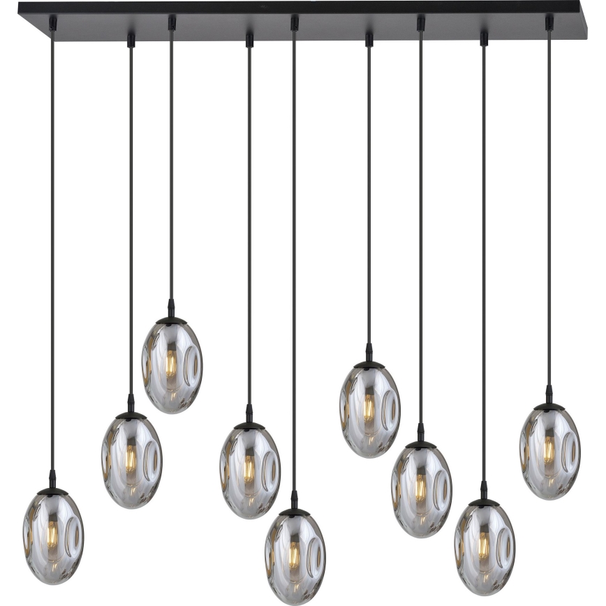 Luster na lanku ASTRAL 9xE14/10W/230V čierna/dymová