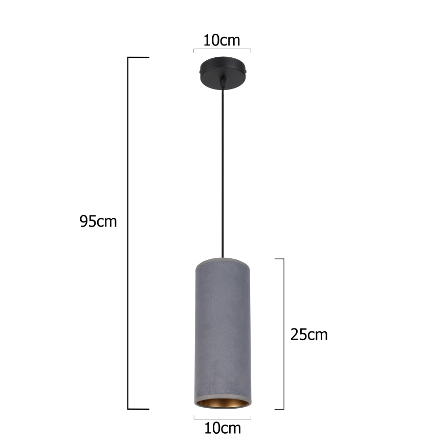 Luster na lanku AVALO 1xE27/60W/230V šedá