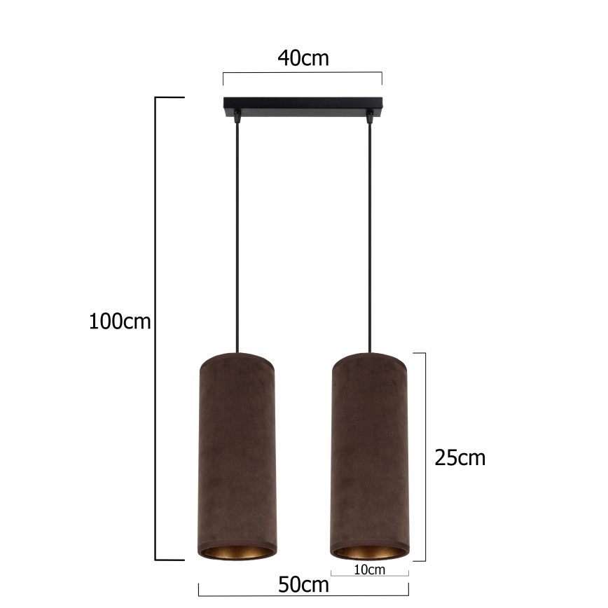 Luster na lanku AVALO 2xE27/60W/230V hnedá/medená