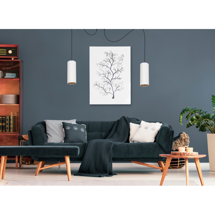Luster na lanku AVALO 2xE27/60W/230V pavúk biela/medená