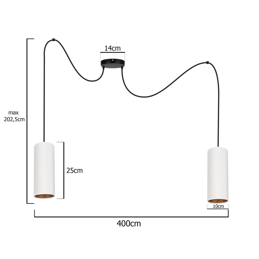 Luster na lanku AVALO 2xE27/60W/230V pavúk biela/medená