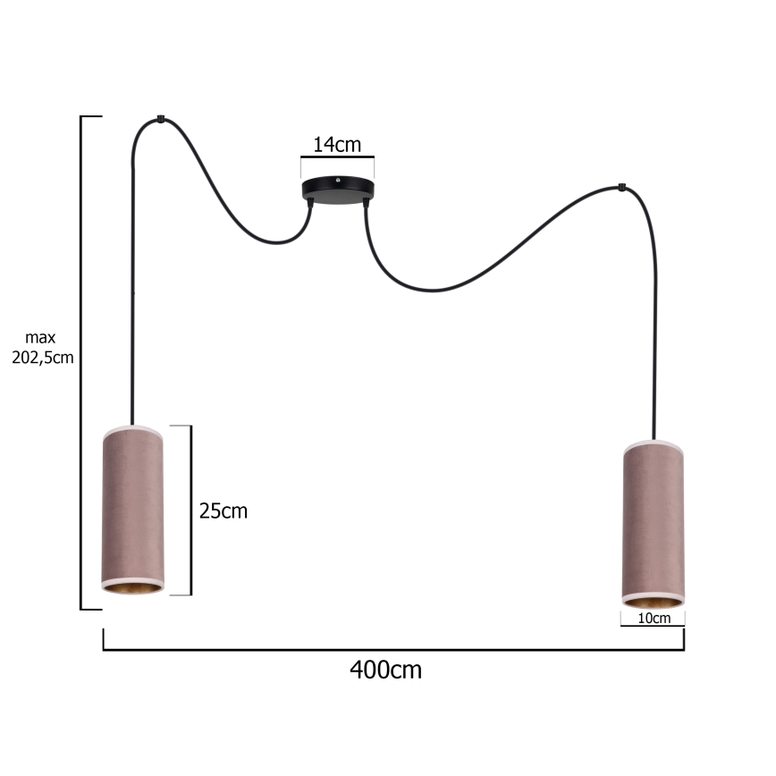 Luster na lanku AVALO 2xE27/60W/230V pavúk ružová/medená