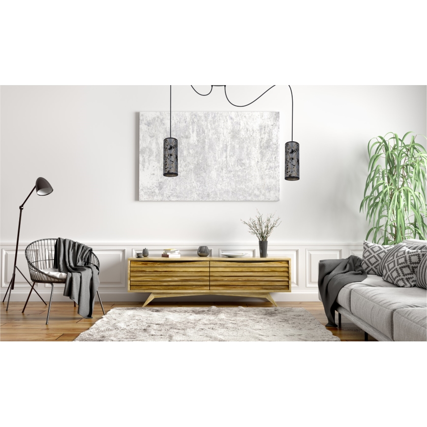 Luster na lanku AVALO 2xE27/60W/230V pavúk šedá/čierna
