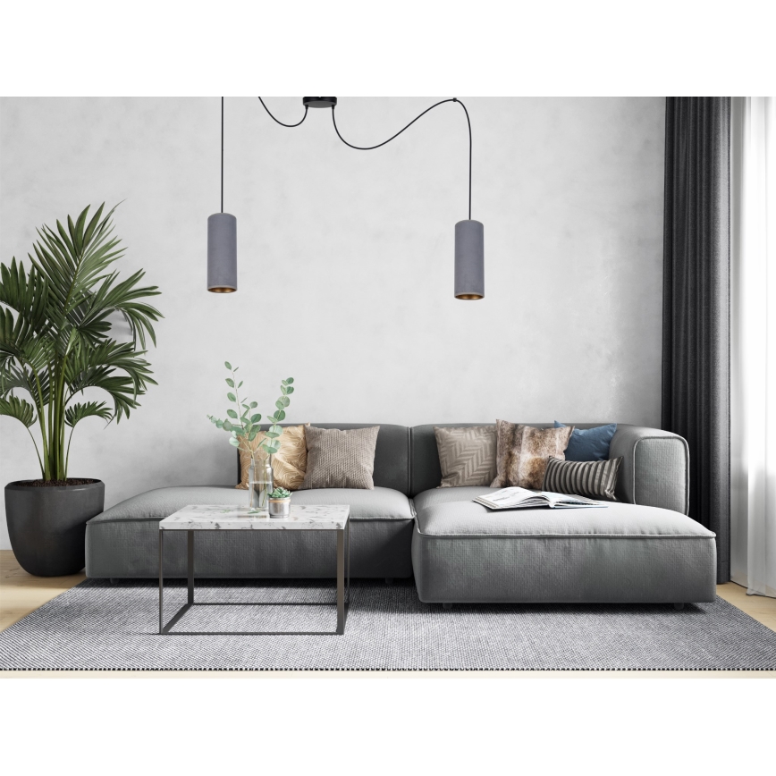 Luster na lanku AVALO 2xE27/60W/230V pavúk šedá