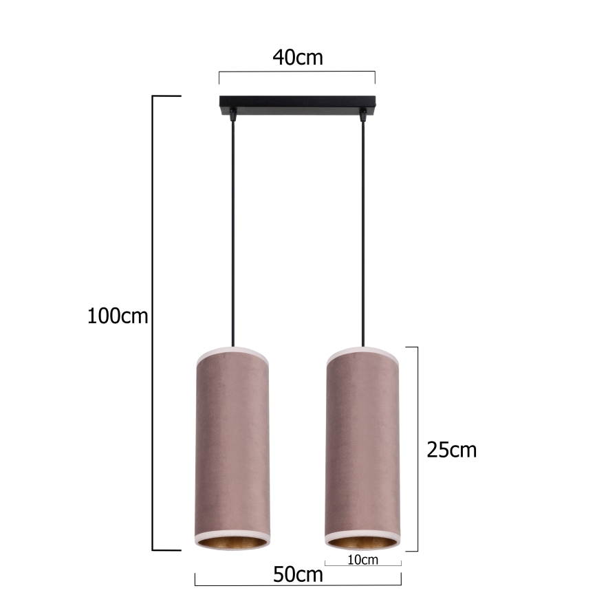 Luster na lanku AVALO 2xE27/60W/230V ružová/medená