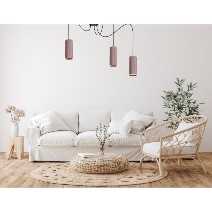 Luster na lanku AVALO 3xE27/60W/230V pavúk ružová/medená