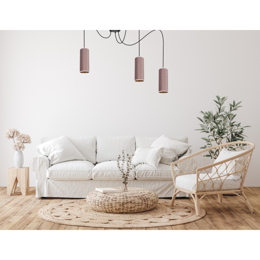 Luster na lanku AVALO 3xE27/60W/230V pavúk ružová/medená