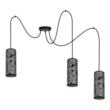 Luster na lanku AVALO 3xE27/60W/230V pavúk šedá/čierna