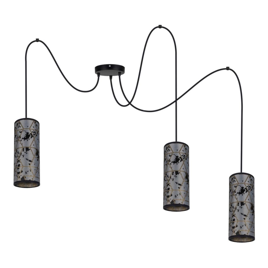 Luster na lanku AVALO 3xE27/60W/230V pavúk šedá/čierna
