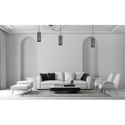 Luster na lanku AVALO 3xE27/60W/230V pavúk šedá/čierna