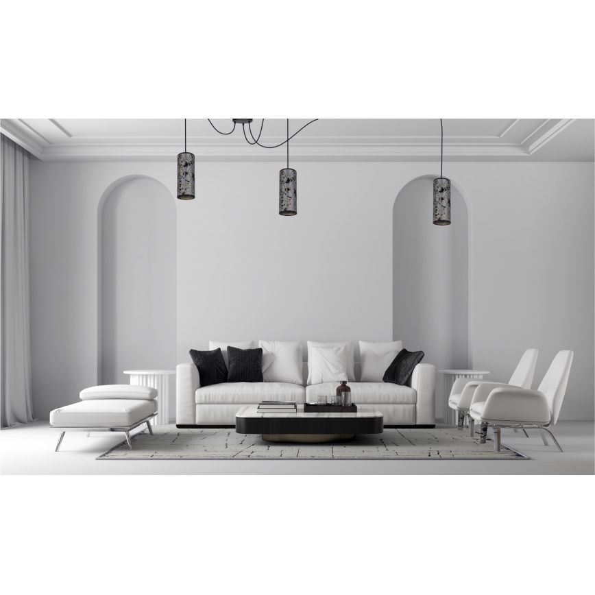 Luster na lanku AVALO 3xE27/60W/230V pavúk šedá/čierna