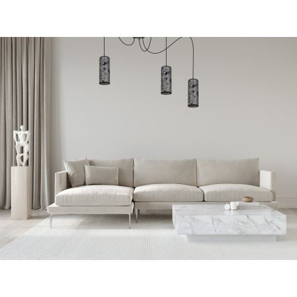 Luster na lanku AVALO 3xE27/60W/230V pavúk šedá/čierna