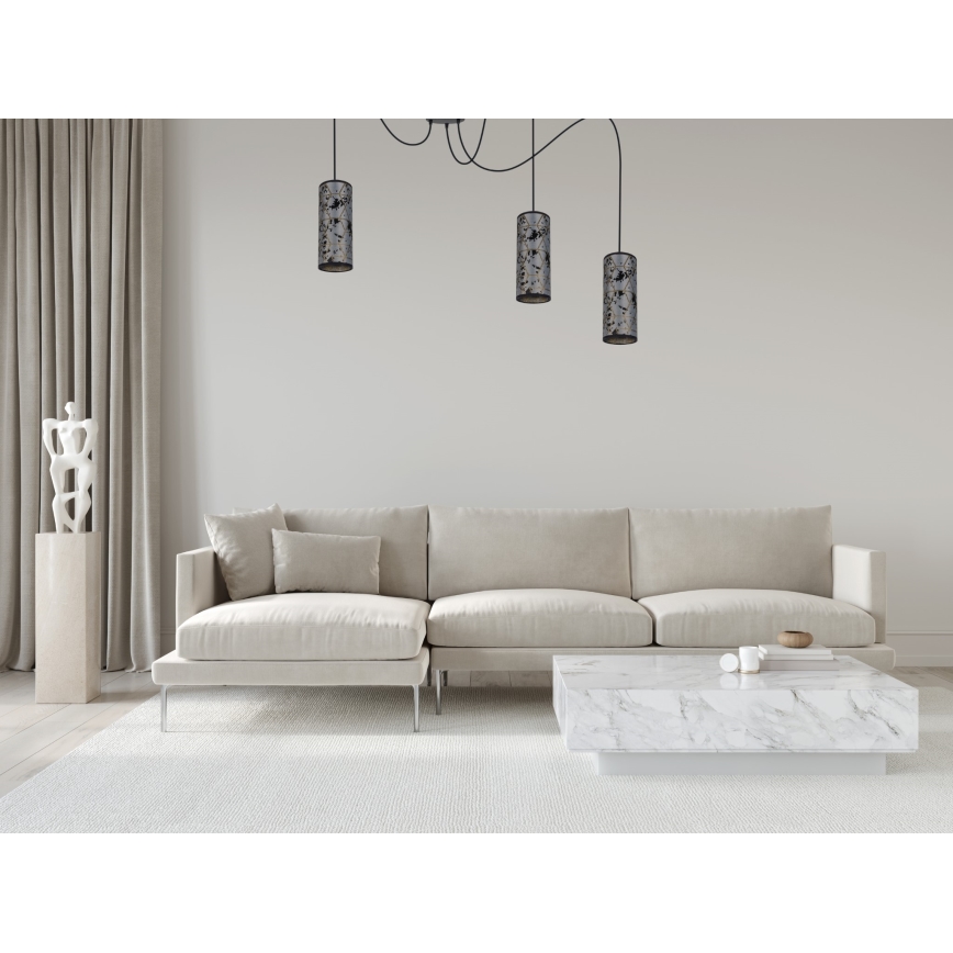 Luster na lanku AVALO 3xE27/60W/230V pavúk šedá/čierna