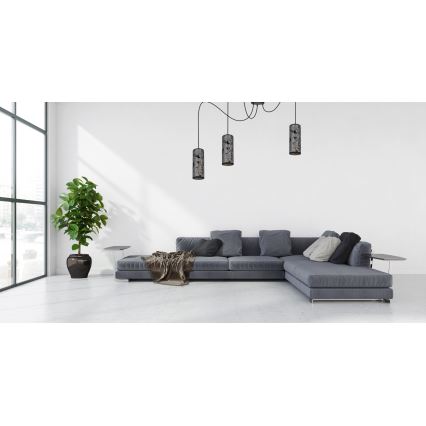 Luster na lanku AVALO 3xE27/60W/230V pavúk šedá/čierna