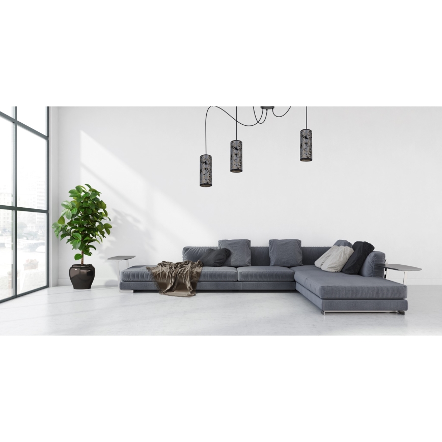 Luster na lanku AVALO 3xE27/60W/230V pavúk šedá/čierna