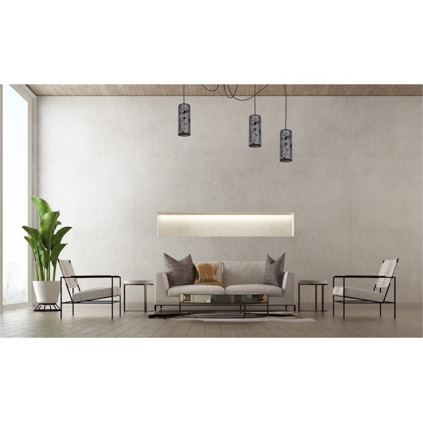 Luster na lanku AVALO 3xE27/60W/230V pavúk šedá/čierna