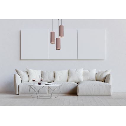 Luster na lanku AVALO 3xE27/60W/230V pr. 35 cm ružová/medená