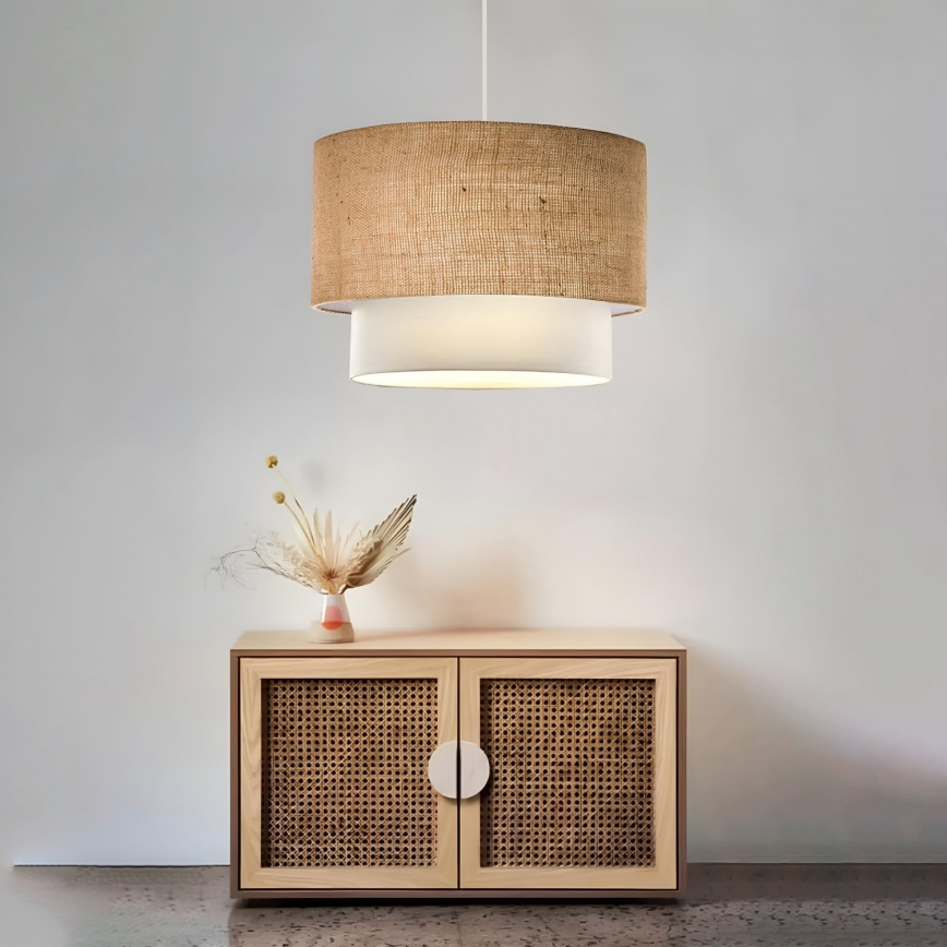 Luster na lanku AYD 1xE27/15W/230V béžová/biela+